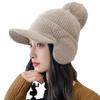 Women's Winter Knitted Hooded Scarf with Velvet Lining and Ear Protection - Warm Windproof Cycling Wool Hat