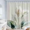 1 Элегантная шторка для душа с каллами - Полупрозрачный цветочный узор с белыми лилиями, зелеными листьями и светлыми стеблями, полиэстеровая ткань
