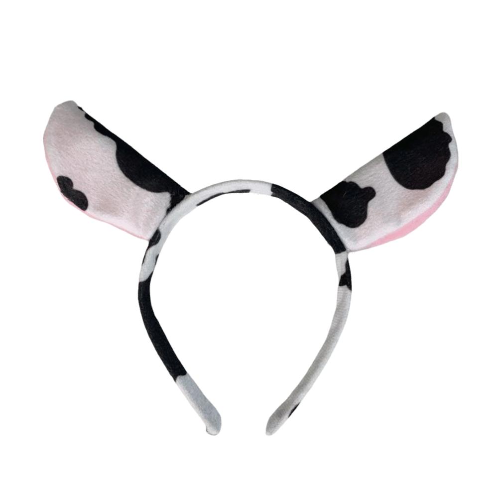Hair-Pressing Animal Ears Hair Hoop Non-Slip Dairy Cow Hairband Funny Cow Horn Headband Photo Prop