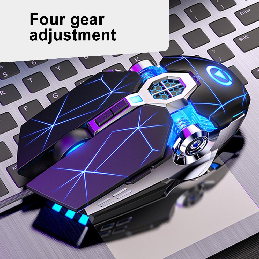 A7 2.4G Wireless Portable Rechargeable Mute Backlit Gaming Mouse for Laptops
