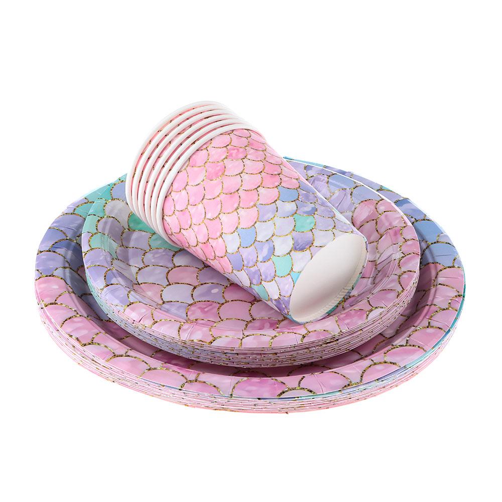 16/20 шт. Свадьба для девочки День рождения Салфетка Подводный мир Бумажный стаканчик Вечеринка Русалочки Бумажная тарелка Одноразовый набор посуды
