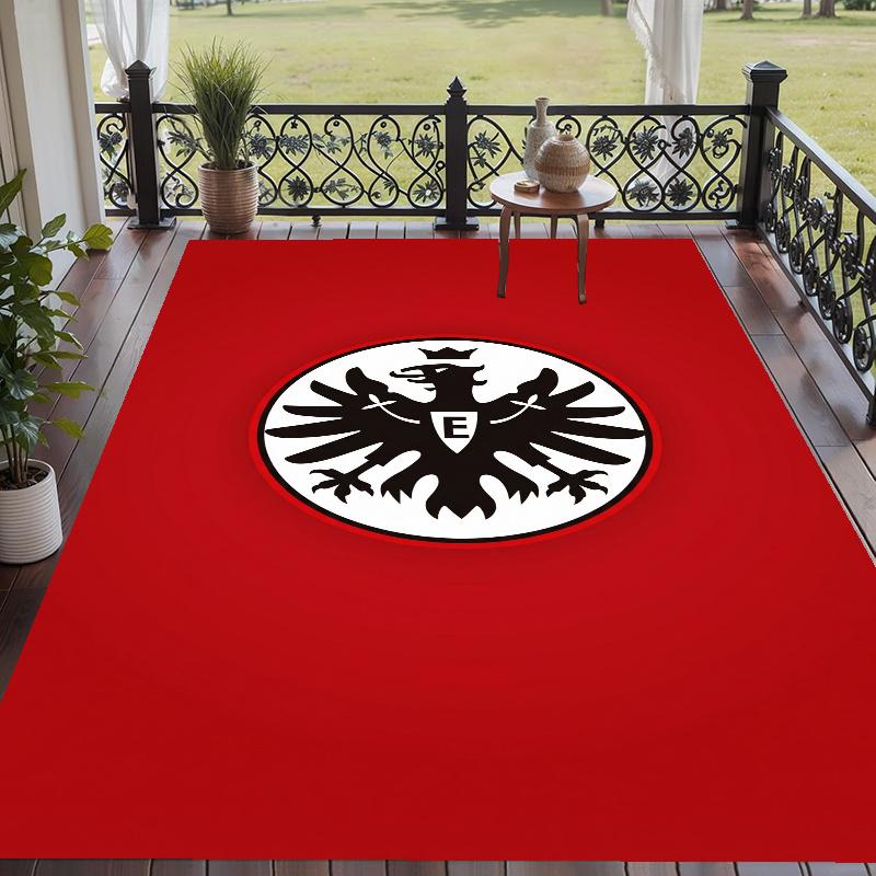 Crystal Velvet Rug with Eintracht Frankfurt Design, Soft Non-Slip Floor Mat for Living Room Bedroom Decor