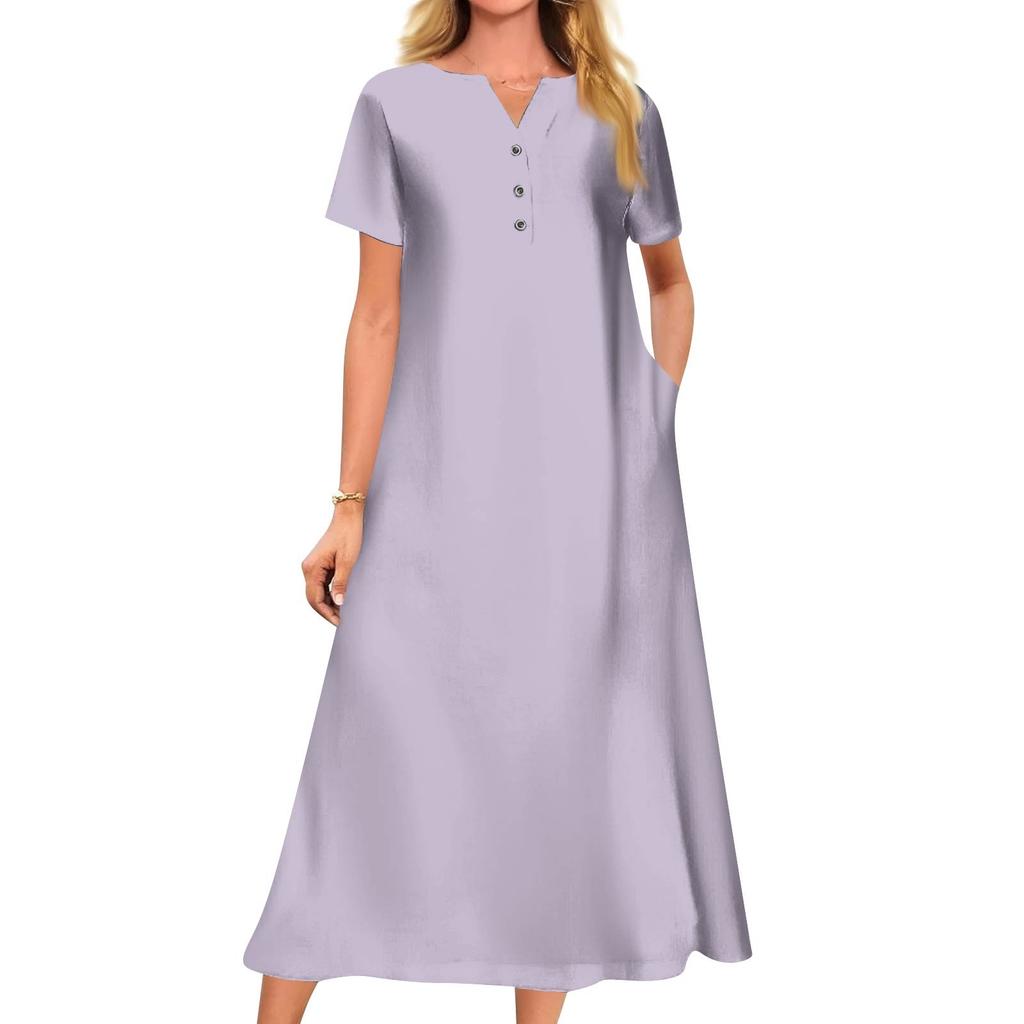 Женское летнее платье свободного кроя с принтом, V-образным вырезом и короткими рукавами