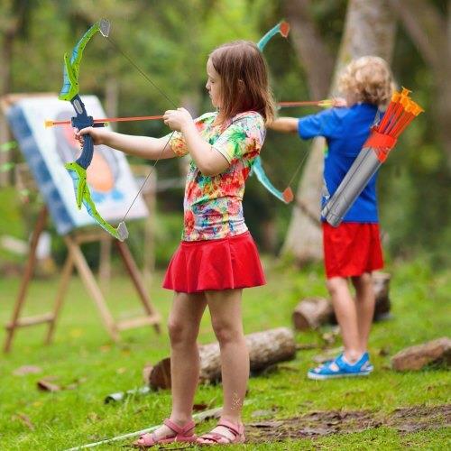 For Kids Bow and Arrow Set - 2 Pack Archery with 20 Suction Cup Arrows, Targets & Soft Bullets - Outdoor Toy for Ages 6+