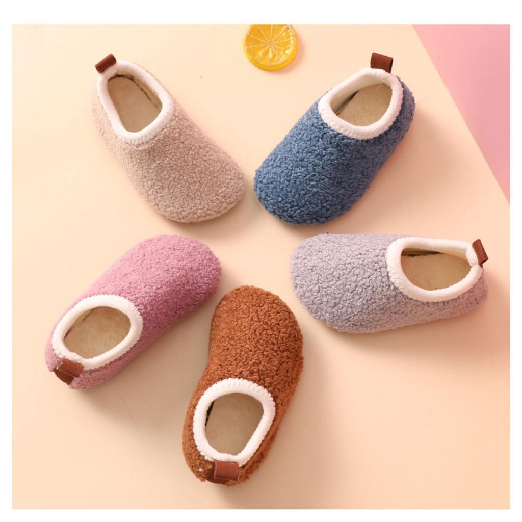 Плюшевые детские носки для пола, обувь для мужчин и женщин, детская антискользящая подошва, утолщенные хлопковые туфли для осени и зимы, домашние хлопковые тапочки для помещений