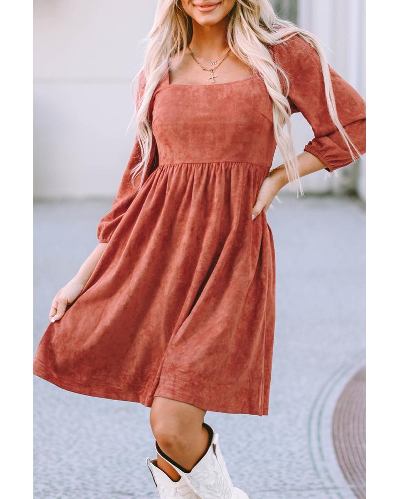 Azura Exchange Элегантное платье с квадратным вырезом и рукавами-фонариками