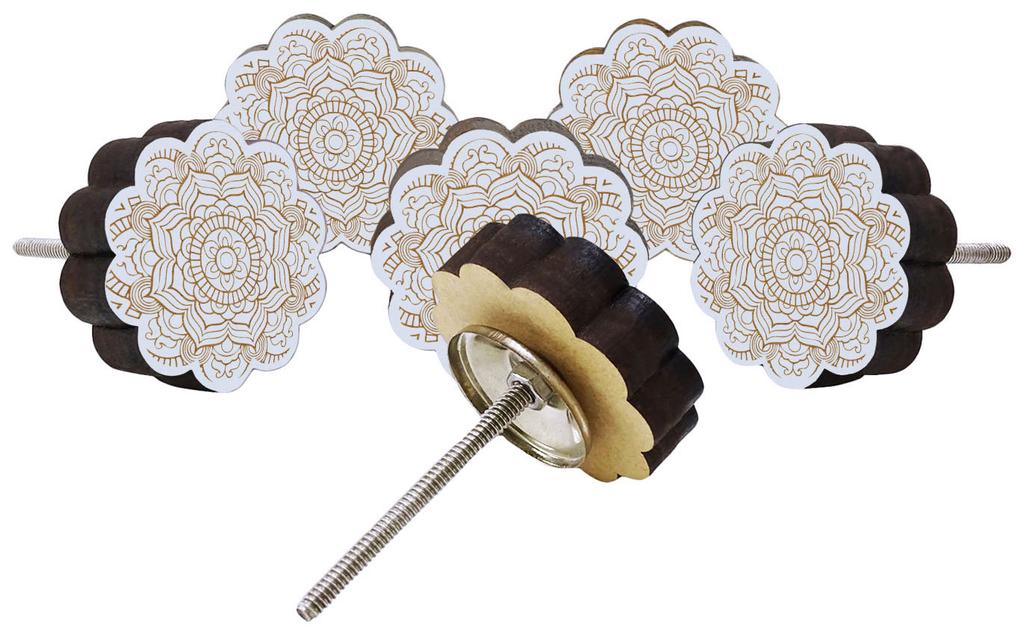 IBA Indianbeautifulart Коричневые ручки с гравировкой Набор из 10 деревянных дверных ручек для шкафа Ящик