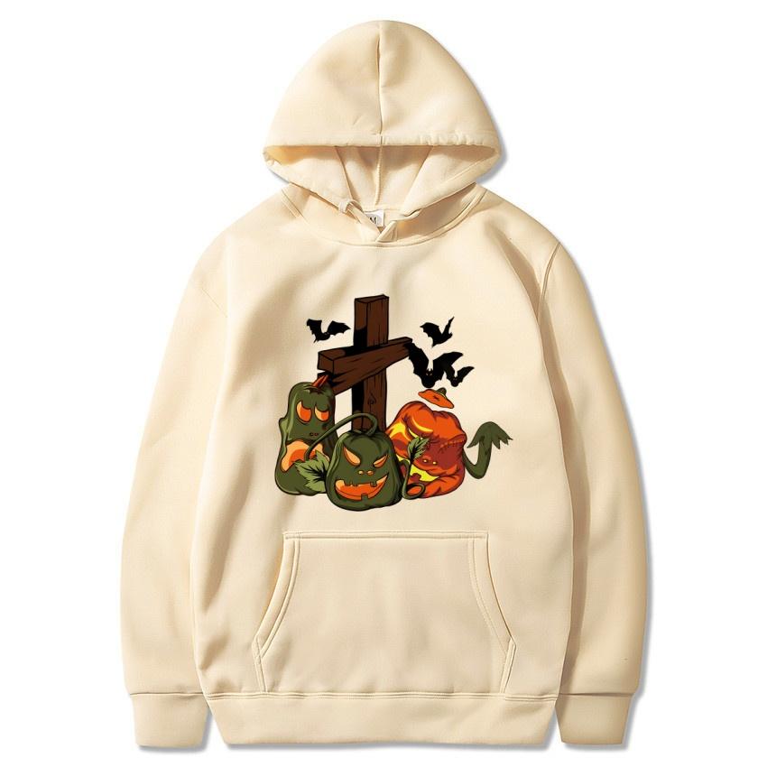 2025 Autumn/Winter New Halloween Pumpkin Printed Hoodie Men's Fashion Warm Sweatshirt Casual Street Wear Fashion Warm Hoodie