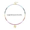 Adjustable Rainbow Bubbled Letter Necklace With Colorful Gemstones Beads 14K Gold Plated Beach Jewelry Accessory