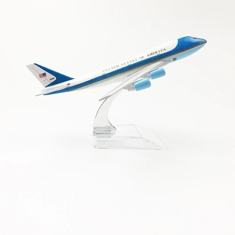 16/20 см Алюминиевый самолет ВВС США Air Force One B747 Авиакомпании Модели самолетов С шасси Игрушки для детей Коллекция Самолет