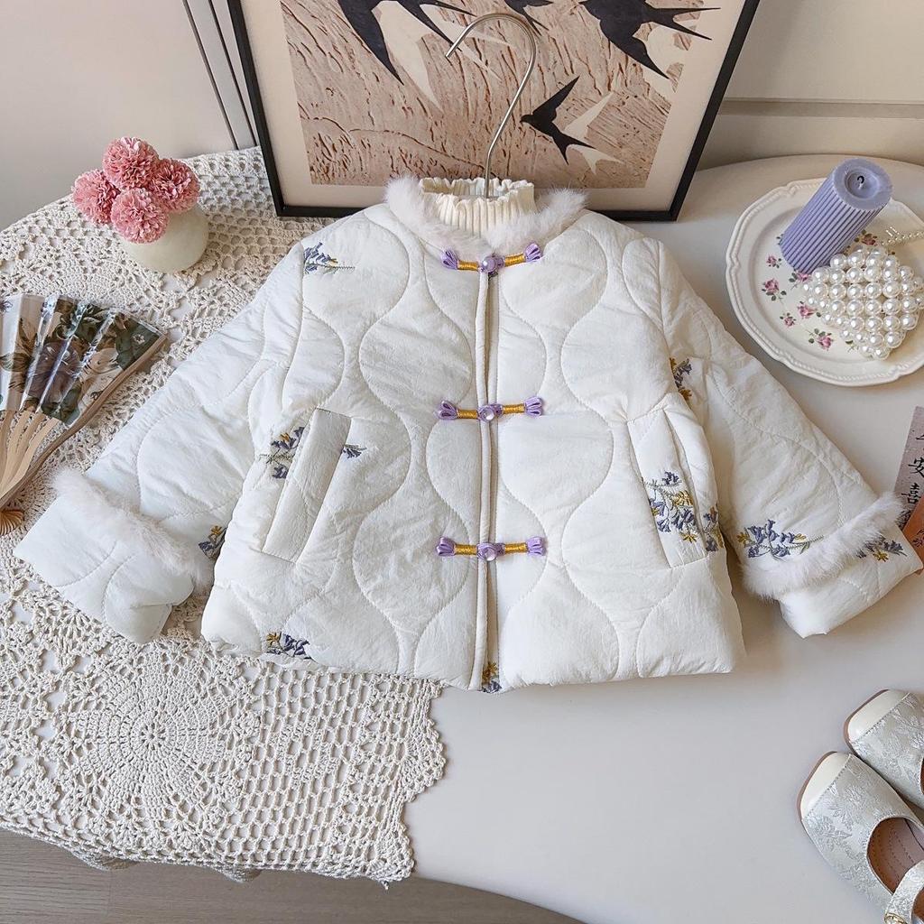 Зимняя хлопковая куртка в корейском стиле для девочек с меховой отделкой - BWB079
