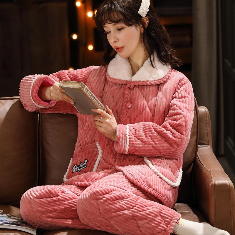 2 шт. Зимняя женская теплая домашняя одежда пижамы женская фланелевая толстая коралловая флисовая милая мультяшная пижама большого размера шерстяная пижама