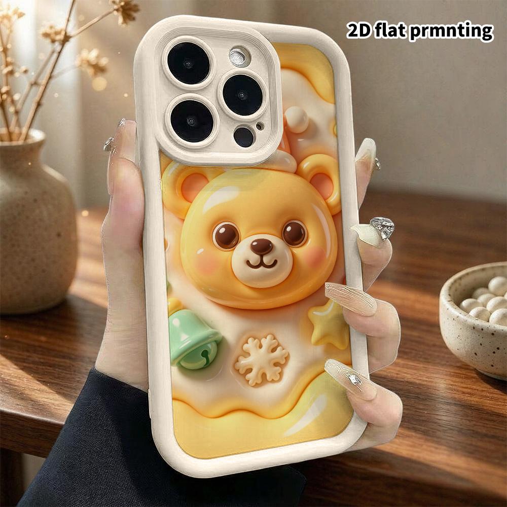 Phone Case: 2D flat, suitable for iPhone 18, 17, 16, 15, 14, 13 Pro protective cases, Christmas little yellow bear, perfect holiday gift for Christmas