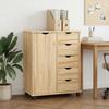 Mobile Cabinet with Wheels Brown 63.5 x 39 x 79 cm Solid Pine Wood