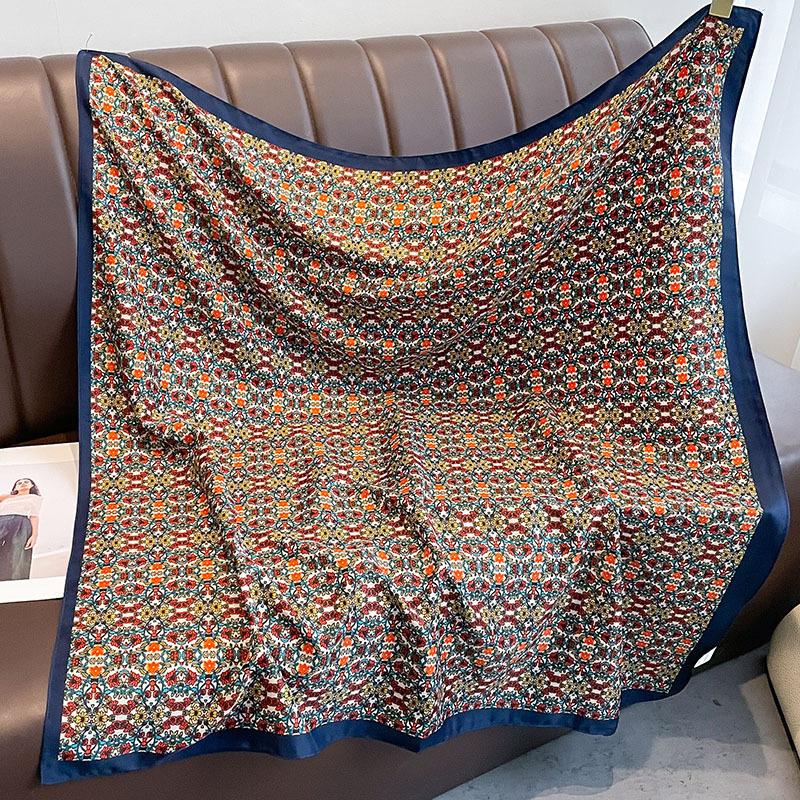 Brand Twill Silk Scarf Women Luxury Shawl Wrap 90cm Square Headband Print Neck Tie Female Hijab Satin Echarpe Bandana