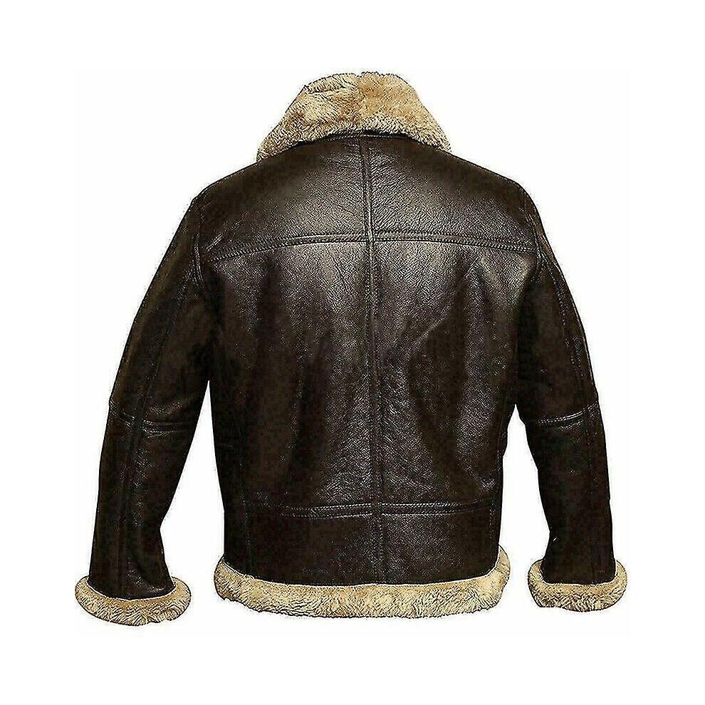 (5XL, Brown) 2023 Men's Raf Aviator Real Leather Jacket Coat Bomber B3 Sheep Skin Pilot Flying