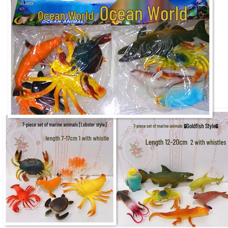 Детский игровой набор из мягкой резины «Морские животные»: Черепаха, Осьминог, Морской конёк, Акула