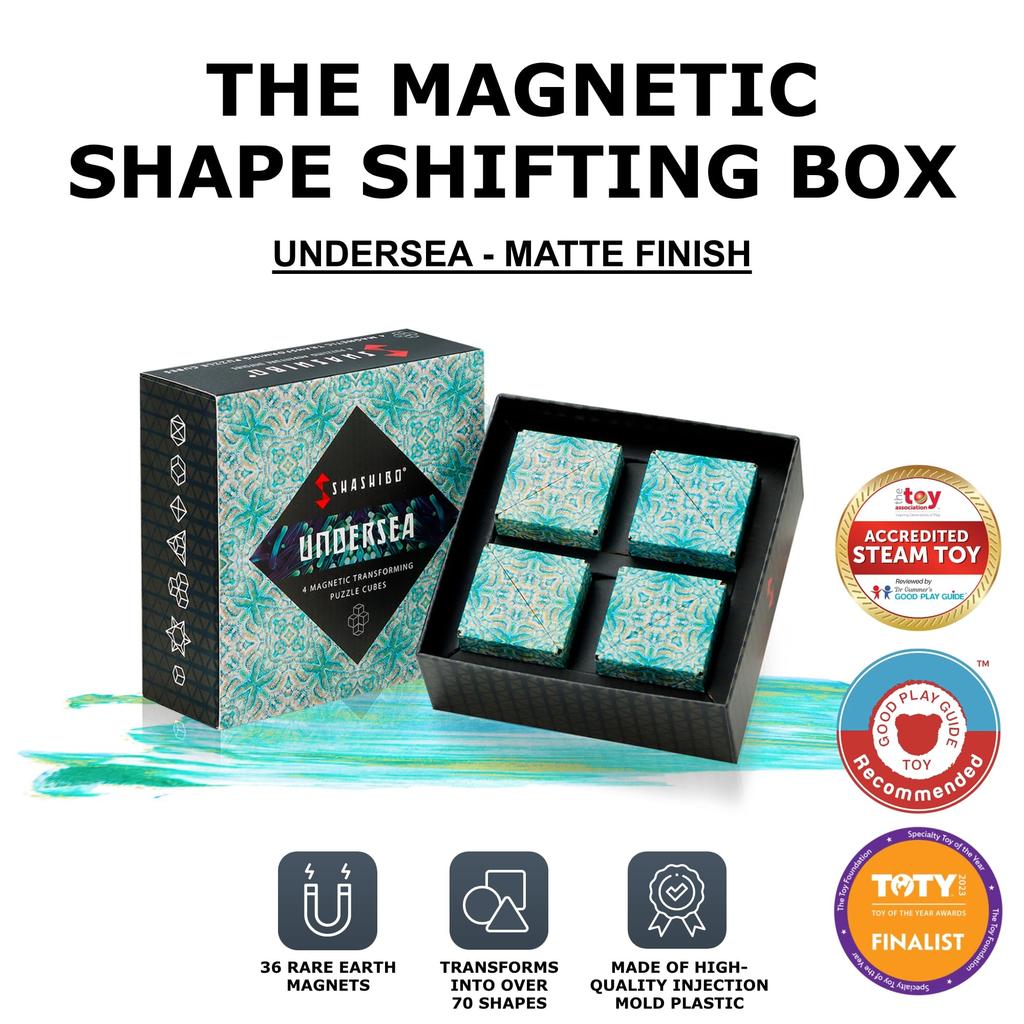Кубик-фиджет SHASHIBO, 4 предмета в подарочной коробке, отмеченный наградами и запатентованный, поставляется с 36 редкоземельными магнитами, 3D Magic Cube, Shashibo Cube