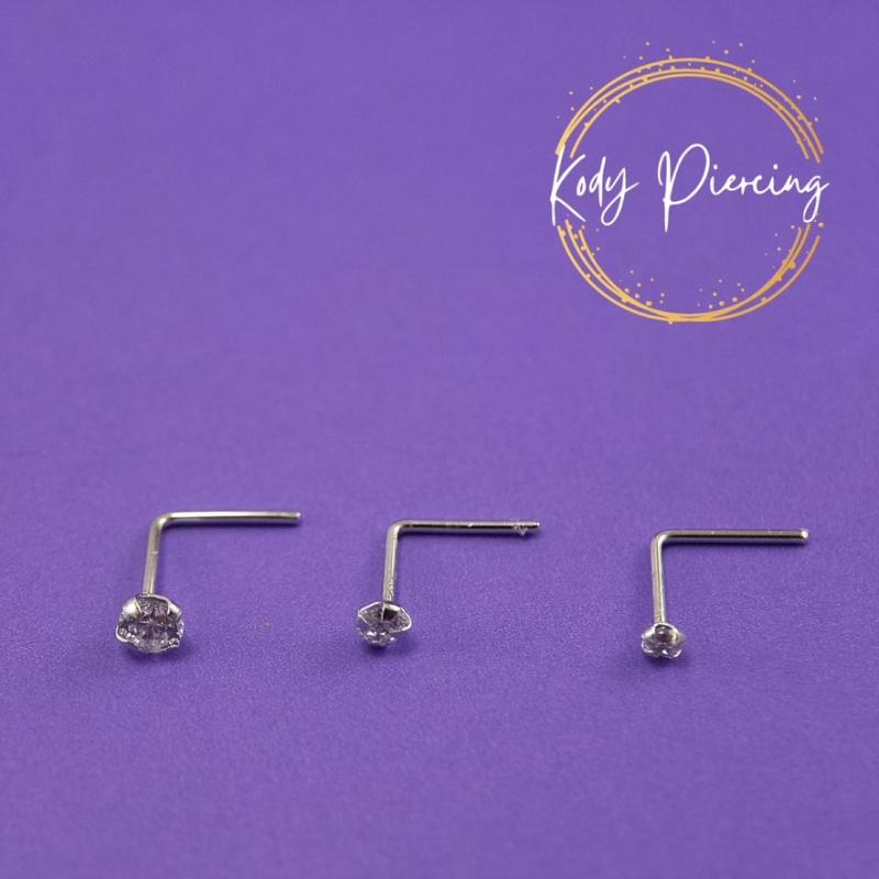 KODY PIERCING Белое золото 9 карат Набор из 3 стержней L и цирконов 1,5 мм, 2 мм и 2,5 мм