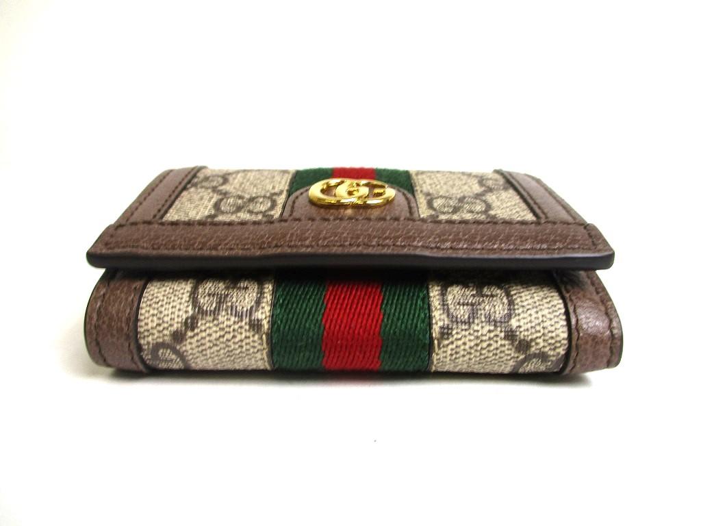 Authentic GUCCI Beige Leather Ophidia GG Trifold Wallet Compact Wallet #a470  Refurbished