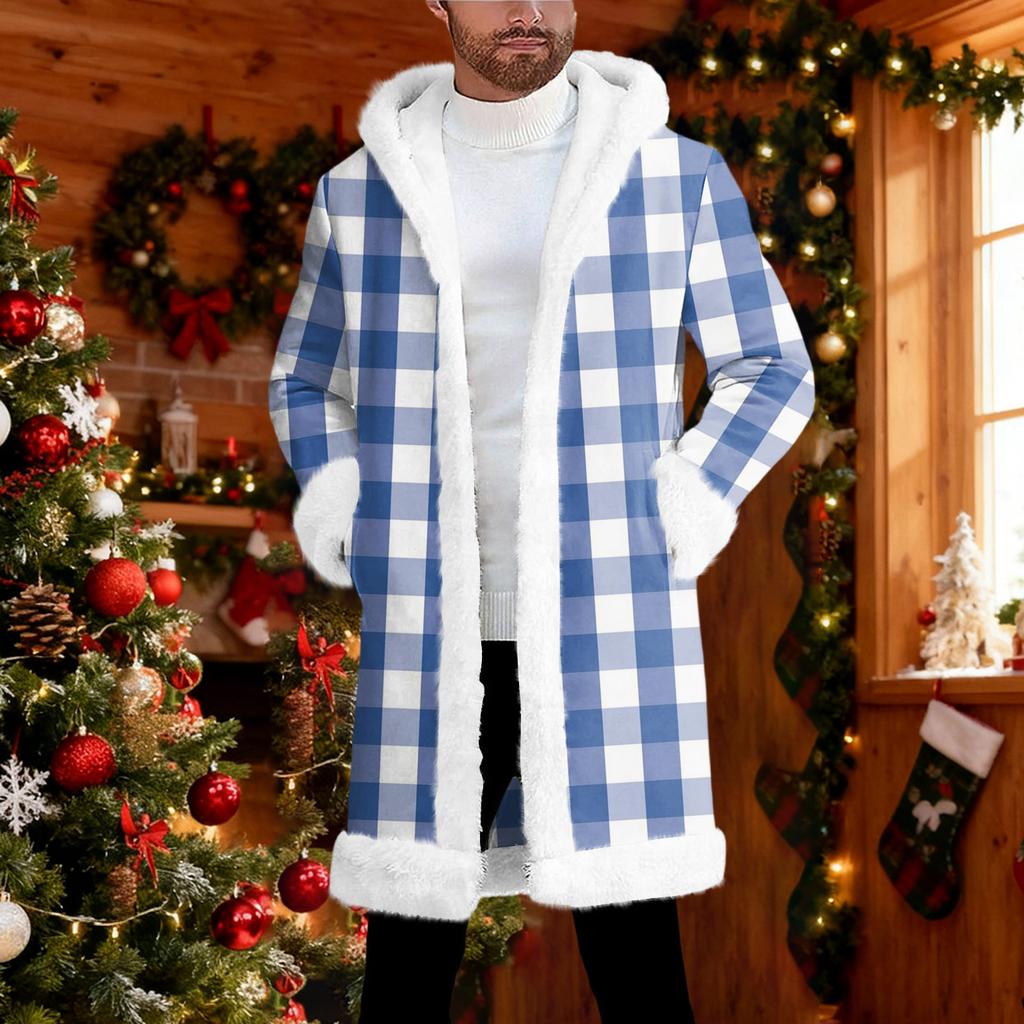 Мужской кардиган с капюшоном, длинное пальто для сохранения тепла
