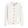 Women Knitted Sweater Coat Round Neck Long Sleeve Single Breasted Solid Color Knitting Cardigan Daily Wear
