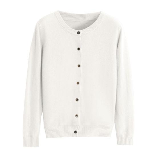 Женский вязаный свитер-пальто с круглым вырезом, длинными рукавами, однобортной застежкой, однотонный вязаный кардиган для повседневной носки