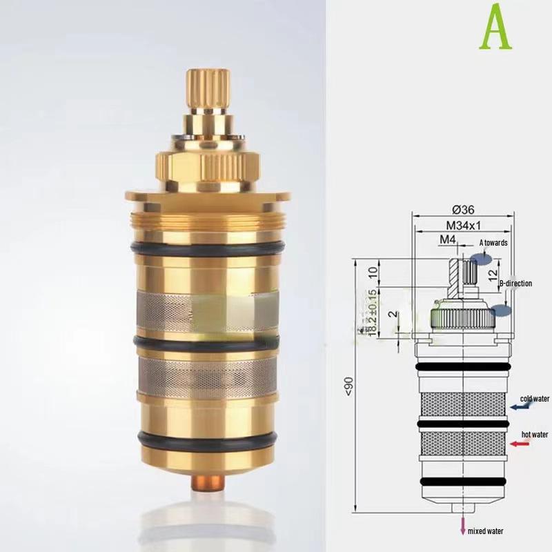 Термостатический картридж для душевой лейки из цельной меди для быстрой регулировки горячей/холодной воды
