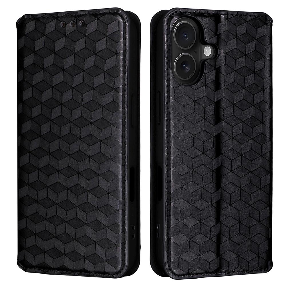 For iPhone 17 Case Wallet Rhombus Imprinted Leather Phone Cover