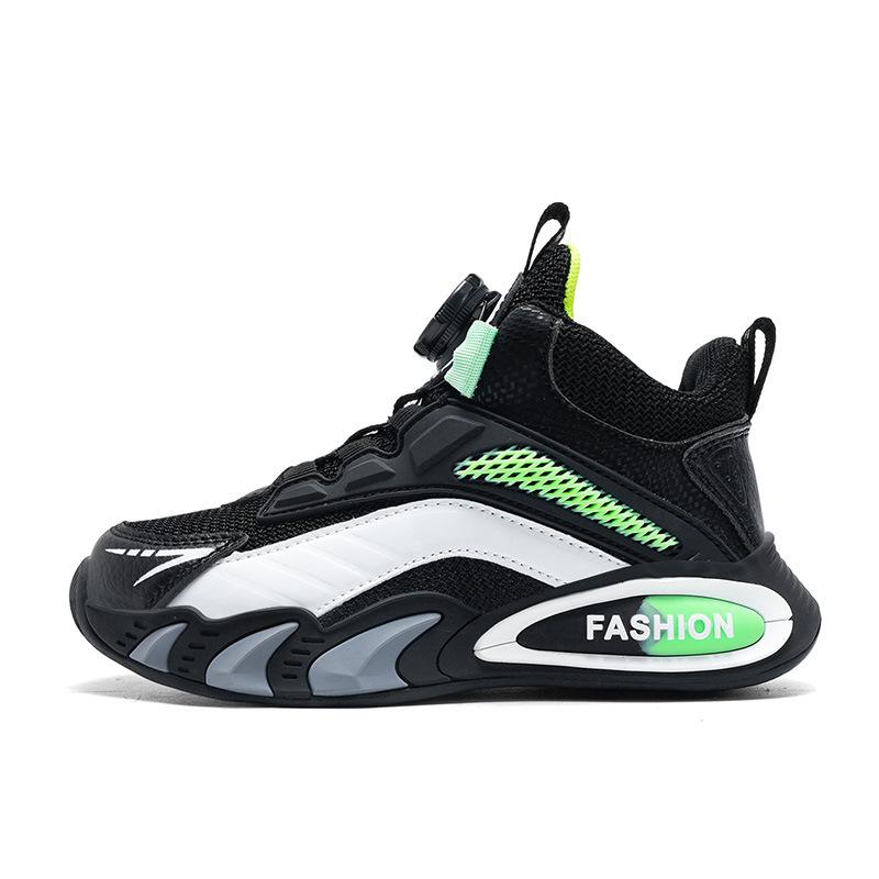 Boys Mesh Sneakers Medium and Older Children's Button Running Shoes Children's Shoes Spring Skates Popular Basketball Shoes
