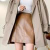 Мини сексуальные кожаные юбки женские корейские модные короткие женские юбки Fladas с высокой талией клубные коричневые юбки-трапеции
