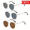 3pcs Unisex Round Metal Fashion Fashion Glasses - Lightweight Oval Retro Round Frames with Decorative Lensesfor Daily Use