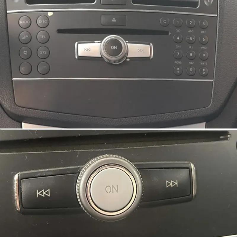 Car Multimedia Volume Radio ON Button Cover Trim Sticker Decal For Mercedes Benz A B C E GLA CIA ML GL SLK W176 W246 W204 W212