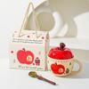 New Year Gift Gifts From Friends Elders Retro Apple Cup with Lid with Spoon Mug Gift Box for Best Friend Birthday Gift