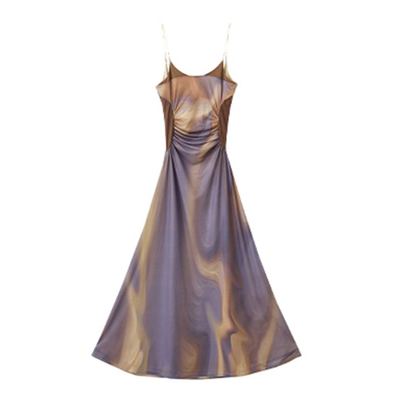 Xitao Модное женское темпераментное платье на слинге со складками LYD1065