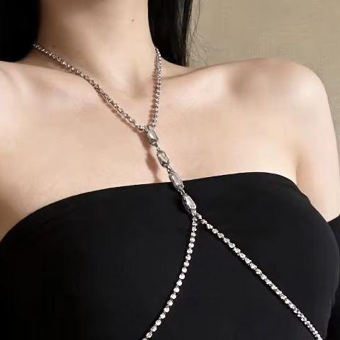 {Winter4} Sexy Rhinestone Chest Chain Harness Waist Chain Breast Belly Body Jewelry Necklace For Women Party Clothing Access