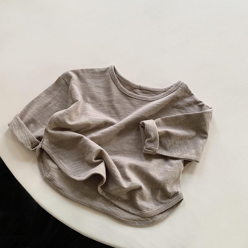Long Sleeved T-shirt Versatile Korean Base Shirt Girl and Boys Clothing Baby Top