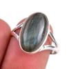 Natural Labradorite Gemstone 925 Solid Sterling Silver Jewelry Ring Size 8 Q8P79
