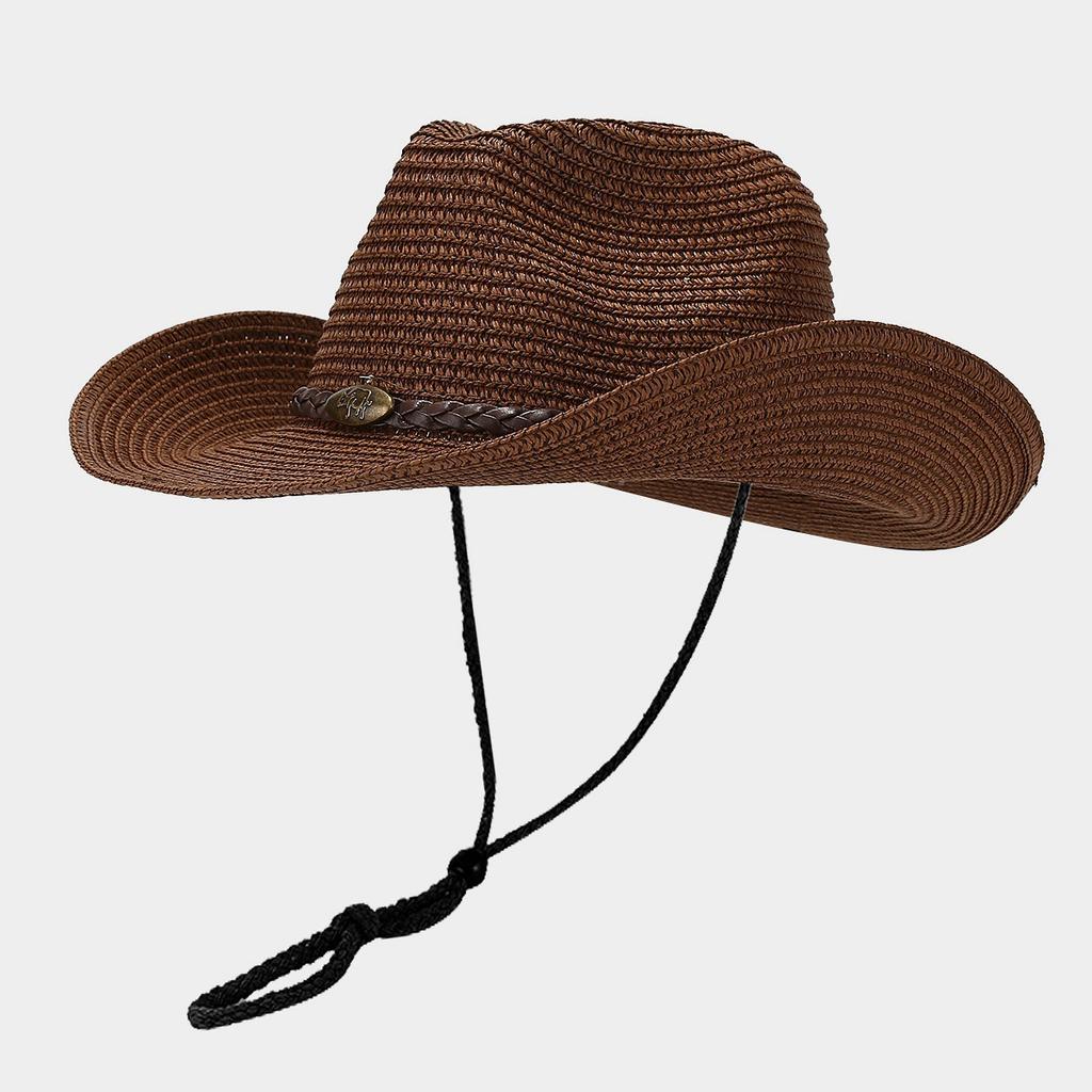 Outdoor Hat with Plastic Large Brim Sun Hat, Western Cowboy Style Straw Hat, Light and Easy To Carry, Suitable for Giving To Friends and Family