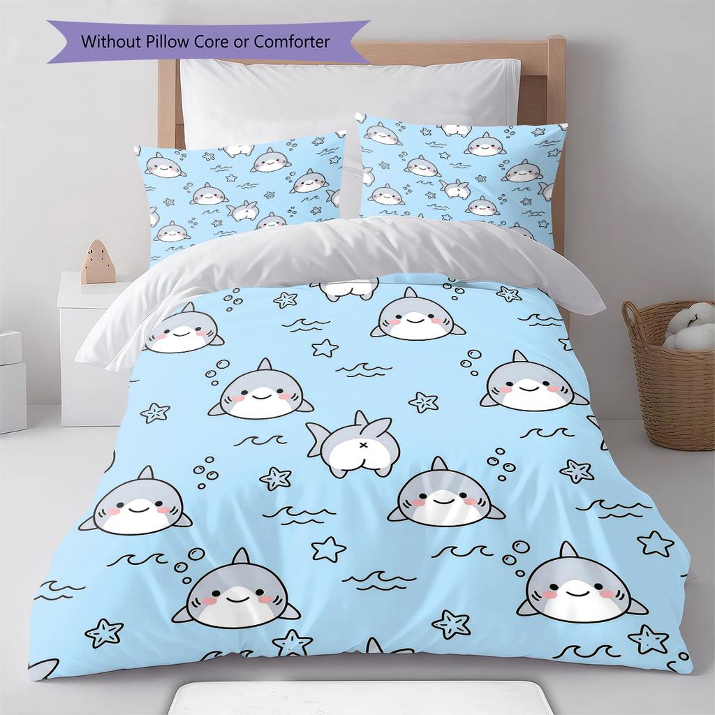 Cartoon Art Pattern Bedding,Quilt Set Quilt Cover Pillowcase Home Birthday Gift (1 * duvet cover + 2 * pillowcase, without core)