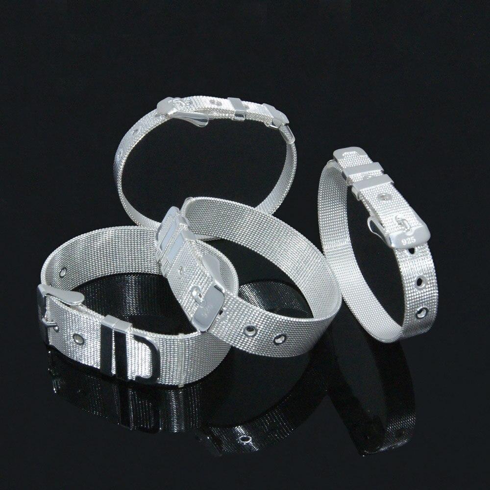 Классический браслет унисекс из стерлингового серебра 925 пробы 8,10,14,18 мм, ремешок для часов, серебряный браслет-цепочка - мужские и женские серебряные ювелирные изделия