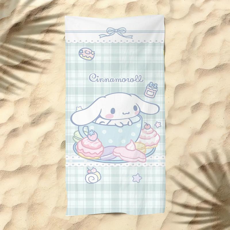 Cute Cartoon Kitten Printed Microfiber Beach Towel Quick Dry Soft Bath Towel For Kids Seaside Swimming