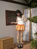 Korean Orange Plaid Tulip Skirt - Women's Summer Elastic Drawstring Short Skirt