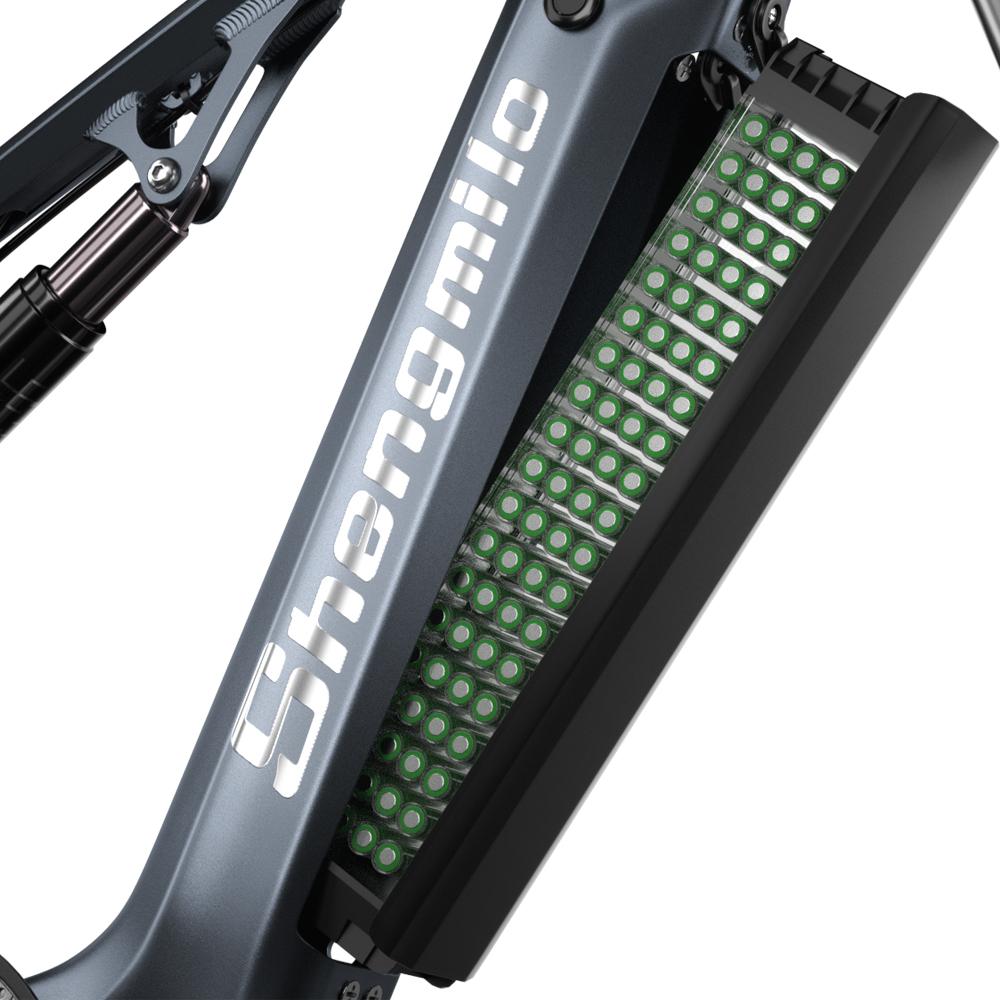 Shengmilo Электрический горный велосипед MX05 26", двигатель 500 Вт, аккумулятор Samsung 840 Вт·ч, толстые шины, двухподвес, 7-скоростная трансмиссия Shimano для езды по городу и по бездорожью