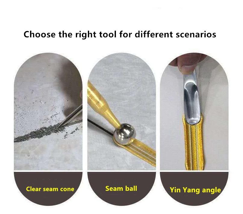 5Pcs Beauty Seam Construction Tool Set Floor Tile Grout Repair Steel Pressed Ball Stick Corner Angle Scraper Wall Gap Cleaner