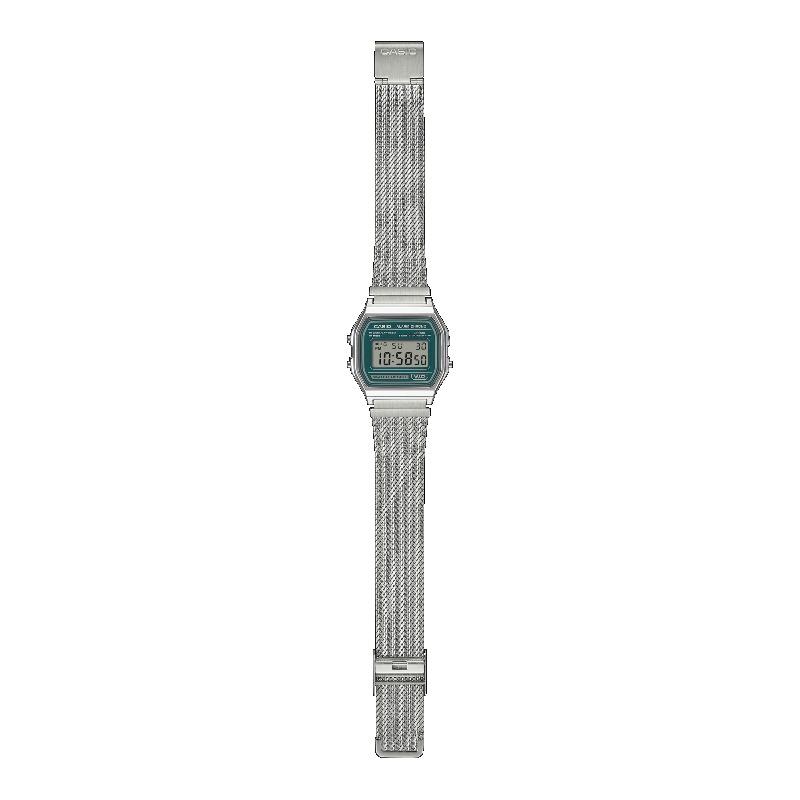 Casio Мужские водонепроницаемые аналоговые кварцевые часы с будильником из нержавеющей стали A158WEM-3