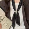 Gentle and high-intelligence style Korean black polka dot silk scarf beaded necklace neck women's niche high-end design accessories