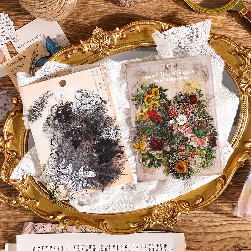 60 pcs Vintage Plant Floral Butterfly Sticker Creative DIY Decorative Stickers Adhesive Stick Labels Scrapbooking Junk Journal