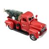 Рождественские поделки Винтажный красный грузовик Красный металлический деревенский пикап и модель сосны Изысканное украшение для дома
