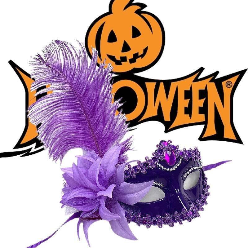 Роскошная маска принцессы на пол-лица с натуральными страусиными перьями, идеально подходящая для выступлений и вечеринок